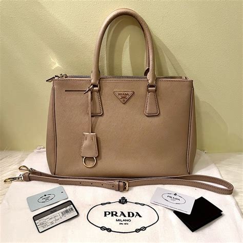 prada cammeo double zip tote|PRADA Saffiano Medium Galleria Double Zip Tote Cammeo .